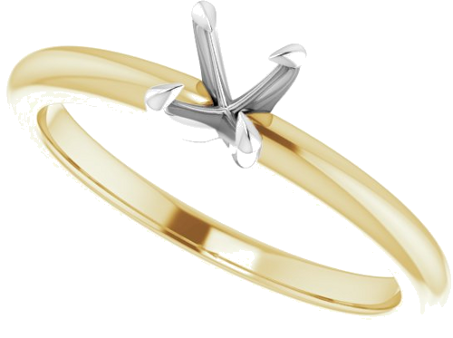 Sužadėtuvių Žiedas „Solitaire“ 585 Baltojo Ir Geltonojo Aukso Round 4.8mm (5)