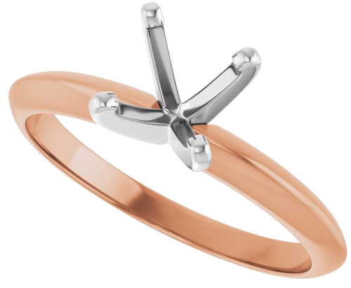14K Rose White 6.0-6.6 mm Round 4-Prong Light Solitaire Ring Mounting (5)