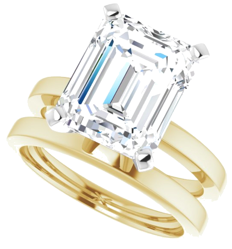Sužadėtuvių Žiedas „Solitaire“ 14k yellow/white gold Emerald 11mm x 9mm (10)