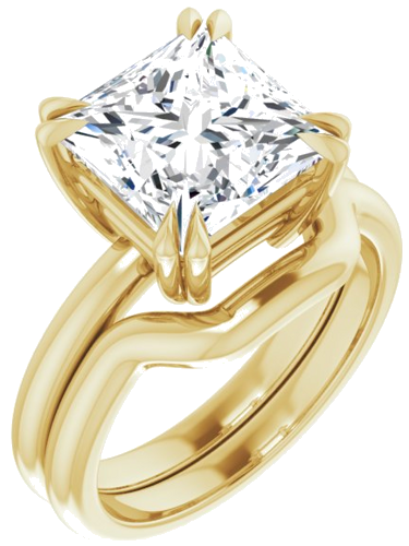 Sužadėtuvių Žiedas „Double Claw-Prong Solitaire“ 14k yellow gold Square 9mm (6)