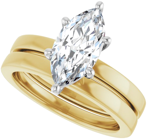 Sužadėtuvių Žiedas „Solitaire“ 14k yellow/white gold Marquise 12mm x 6mm (10)