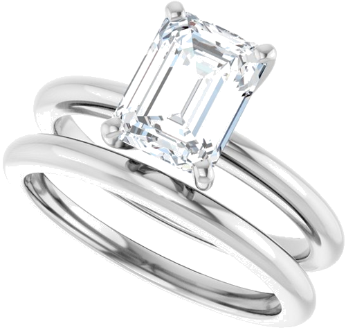 Platinum  8x6 mm Emerald Solitaire Engagement Ring Mounting (10)