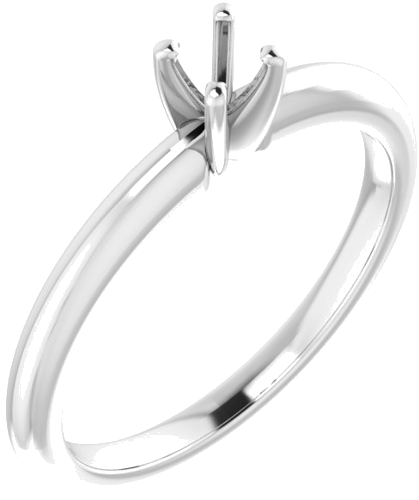 10K White  3.5 mm Round Solitaire Engagement Ring Mounting (1)