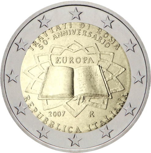 2007 Италия 50-летие подписания Римского договора монета 2 евро (1)