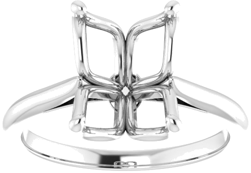 14K White  10x8 mm Emerald Solitaire Engagement Ring Mounting (3)