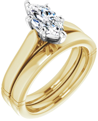 Sužadėtuvių Žiedas „Solitaire“ 750 Baltojo Ir Geltonojo Aukso Marquise 10mm x 5mm (6)