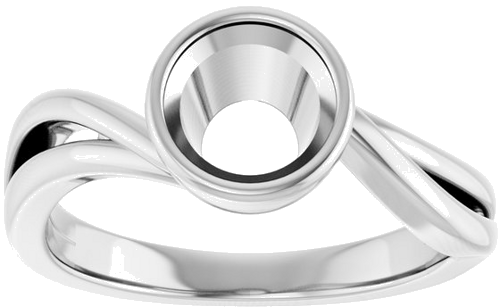 Sužadėtuvių Žiedas „Bezel-Set“ 14k white gold Round 6.5mm (3)