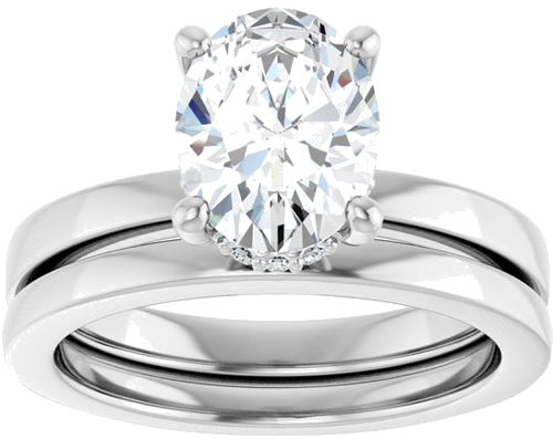 Sužadėtuvių Žiedas „Hidden Halo-Style“ 14k white gold Oval 9mm x 7mm (8)