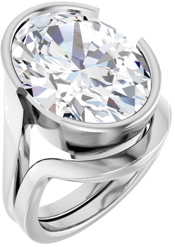 Sužadėtuvių Žiedas „Half-Bezel Solitaire“ 925 Sidabro Oval 16mm x 12mm (6)