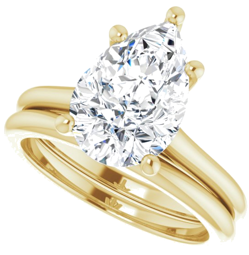 14K Yellow 12x8 mm Pear Solitaire Engagement Ring Mounting (10)