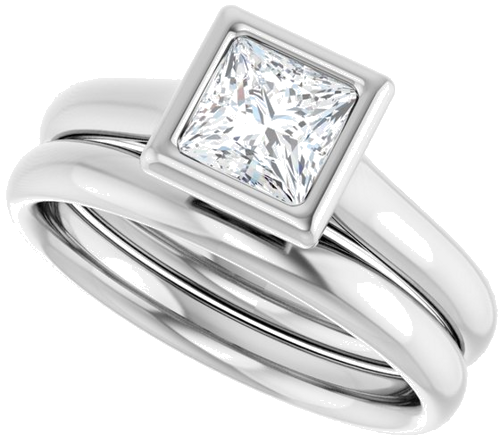 Sužadėtuvių Žiedas „Bezel-Set Solitaire“ 14k white gold Square 5mm (10)