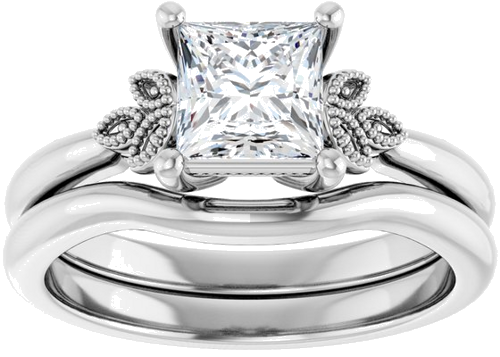 Sužadėtuvių Žiedas „Solitaire“ 10k white gold Square 5.5mm (8)