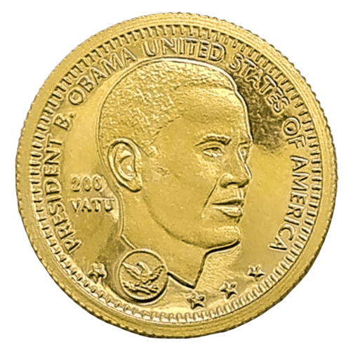 1/25 oz Prezidentas Obama 2009 Vanuatu 200 Vatų Auksinė moneta (1)
