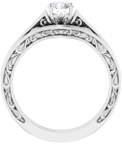 Sužadėtuvių Žiedas „Solitaire“ 585 Baltojo Aukso Round 5.2mm (7)