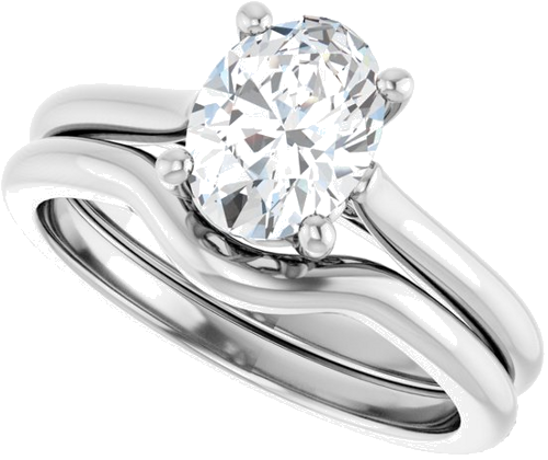 Sužadėtuvių Žiedas „Solitaire“ 585 Baltojo Aukso Oval 8mm x 6mm (10)