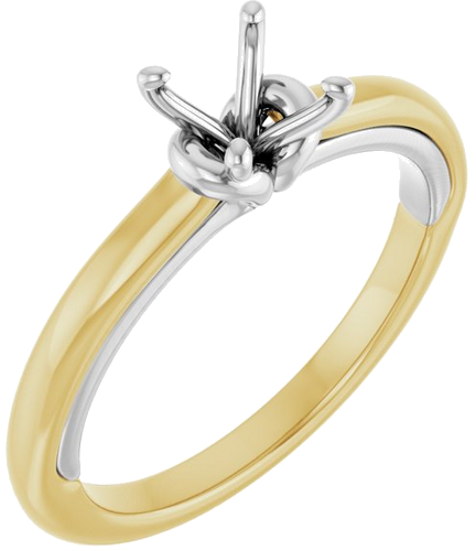 14K Yellow   White  5.8 mm Round Solitaire Engagement Ring Mounting (1)