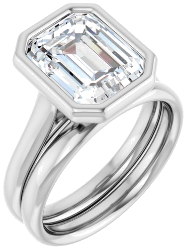 14K White  10x8 mm Emerald Solitaire Engagement Ring Mounting (6)