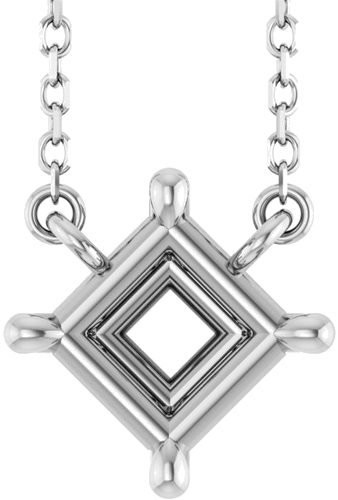 Pakabukas „Solitaire Claw-Prong“ 14k white gold Square 5.5mm (1)
