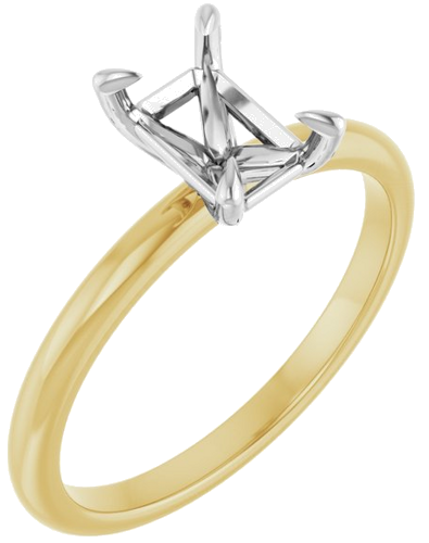 Sužadėtuvių Žiedas „Solitaire“ 585 Baltojo Ir Geltonojo Aukso Emerald 7mm x 5mm (1)