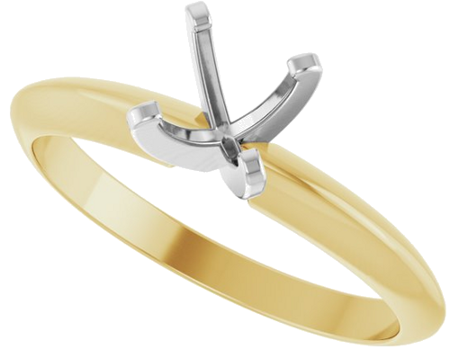 Sužadėtuvių Žiedas „Solitaire“ 14k yellow/white gold Cushion 4.5mm (5)
