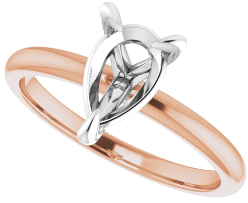 Sužadėtuvių Žiedas „Solitaire“ 585 Baltojo Ir Rožinis Aukso Pear Shape 9mm x 6mm (5)