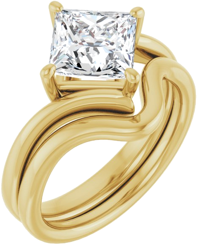 Sužadėtuvių Žiedas „Solitaire Bypass“ 10k yellow gold Square 7mm (6)
