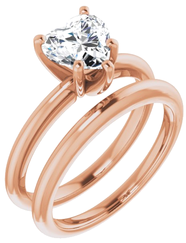 14K Rose  7x7 mm Heart Solitaire Engagement Ring Mounting (6)