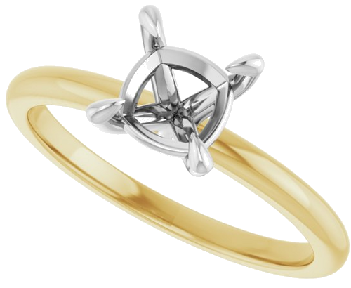 Sužadėtuvių Žiedas „Solitaire“ 14k yellow/white gold Cushion 6mm (5)