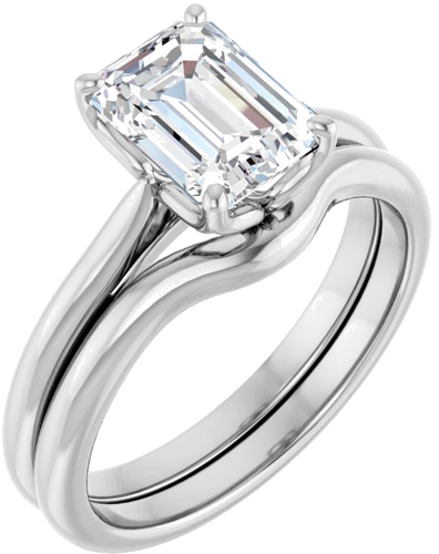 Sužadėtuvių Žiedas „Solitaire“ 14k white gold Emerald 8mm x 6mm (6)