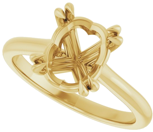 14K Yellow 10x8 mm Oval Solitaire Engagement Ring Mounting (5)