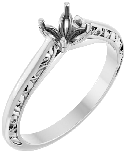 Sužadėtuvių Žiedas „Solitaire Sculptural“ 14k white gold Round 5.2mm (1)