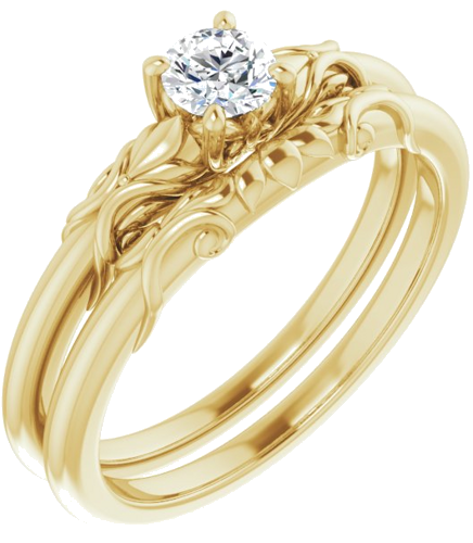 Sužadėtuvių Žiedas „Solitaire“ 14k yellow gold Round 4.1mm (6)