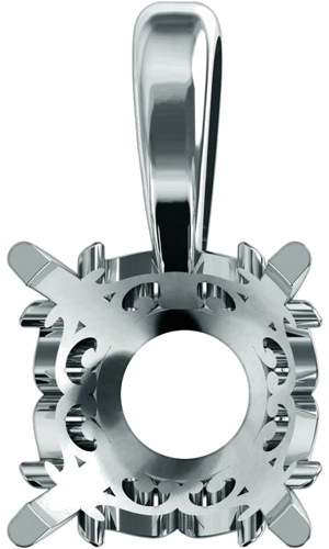 Pakabukas „Round 4-Prong Scroll“ 14k white gold Round 12mm (1)