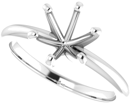 14K White  7.4 mm Round Solitaire Engagement Ring Mounting (5)