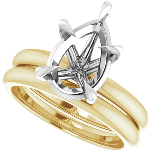 Sužadėtuvių Žiedas „Claw-Prong“ 14k yellow/white gold Pear 12mm x 8mm (10)