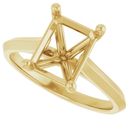 14K Yellow 9x7 mm Emerald Solitaire Engagement Ring Mounting (5)