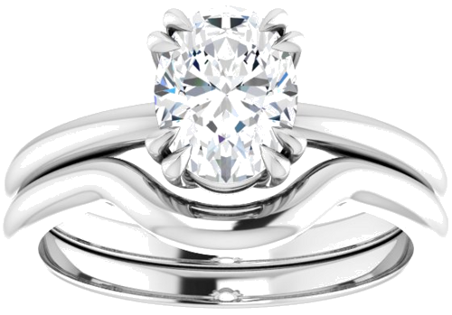 Sužadėtuvių Žiedas „Solitaire“ 585 Baltojo Aukso Oval 8mm x 6mm (8)