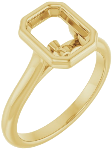 Sužadėtuvių Žiedas „Bezel-Set Accented“ 14k yellow gold Emerald 8mm x 6mm (1)
