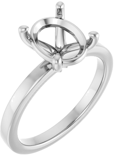 Sužadėtuvių Žiedas „Solitaire“ 14k white gold Oval 10mm x 8mm (1)