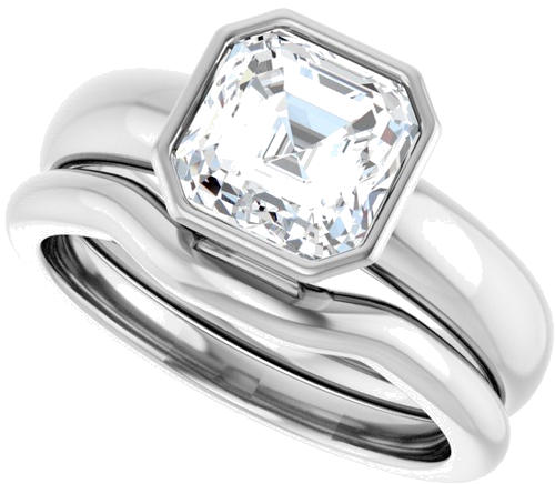 Sužadėtuvių Žiedas „Bezel-Set Solitaire“ 14k white gold Asscher 7mm (10)