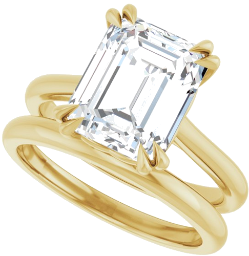 Sužadėtuvių Žiedas „Double Claw-Prong“ 10k yellow gold Emerald 10mm x 8mm (10)