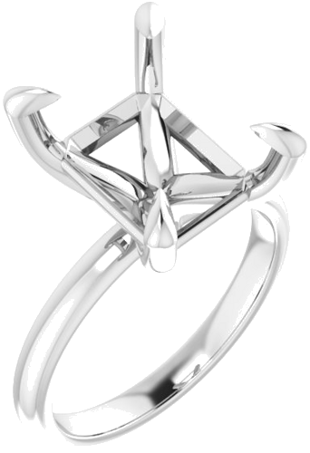 14K White  12x10 mm Emerald Solitaire Engagement Ring Mounting (1)