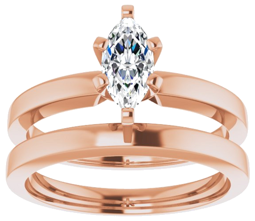14K Rose 8x4 mm Marquise Solitaire Engagement Ring Mounting (8)