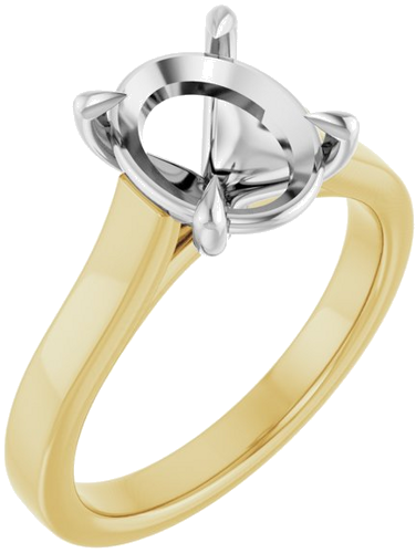Sužadėtuvių Žiedas „Claw-Prong“ 14k yellow/white gold Oval 10mm x 8mm (1)