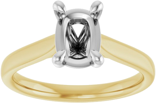Sužadėtuvių Žiedas „Claw-Prong Solitaire“ 14k yellow/white gold Elongated Cushion 8mm x 6mm (3)