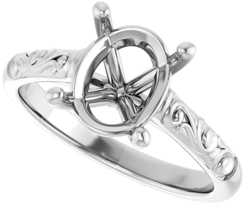 Sužadėtuvių Žiedas „Solitaire“ 14k white gold Oval 10mm x 8mm (5)
