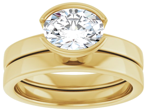 Sužadėtuvių Žiedas „Half-Bezel Solitaire“ 14k yellow gold Oval 8mm x 6mm (8)