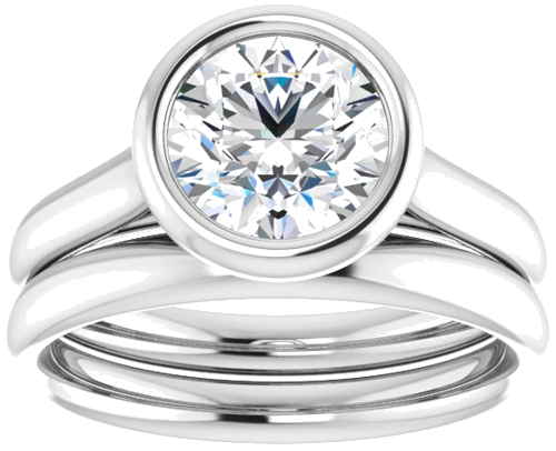 Sužadėtuvių Žiedas „Bezel-Set Solitaire“ 585 Baltojo Aukso Round 7.4mm (8)