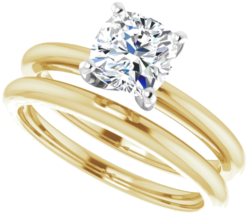 Sužadėtuvių Žiedas „Solitaire“ 585 Baltojo Ir Geltonojo Aukso Cushion 6mm (10)