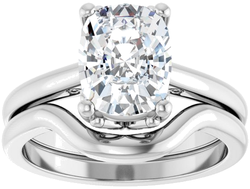 Sužadėtuvių Žiedas „Solitaire Vintage-Inspired Scroll“ 14k white gold Elongated Cushion 9mm x 7mm (8)